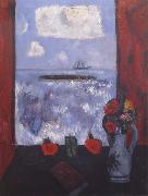 Marsden Hartley Summer,Sea,Window,Red Curtain oil painting reproduction